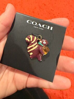 Limited Edition COACH New York Squirrel Charm - Maroon & Yellow